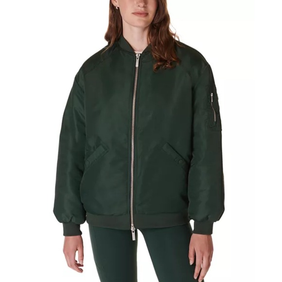 Sweaty Betty Jackets & Blazers - NWT Sweaty Betty Womens Size 8 Cityscape Bomber Jacket Olive Green with Full Zip